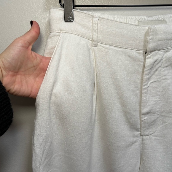 Abercrombie & fitch high rise pleated tailored white linen shorts 5” small coast - Picture 4 of 13